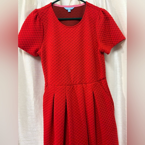 Draper James Red Heart Print Fit & Flare Mini Dress Pockets Medium - Picture 5 of 9